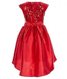 Bonnie Jean Red Sequin Embellished Velvet Bodice Fit & Flare Dress